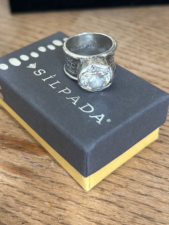Silpada Jewelry - Silpada .925 Sterling Silver Ring with Clear CZ Stone Accent